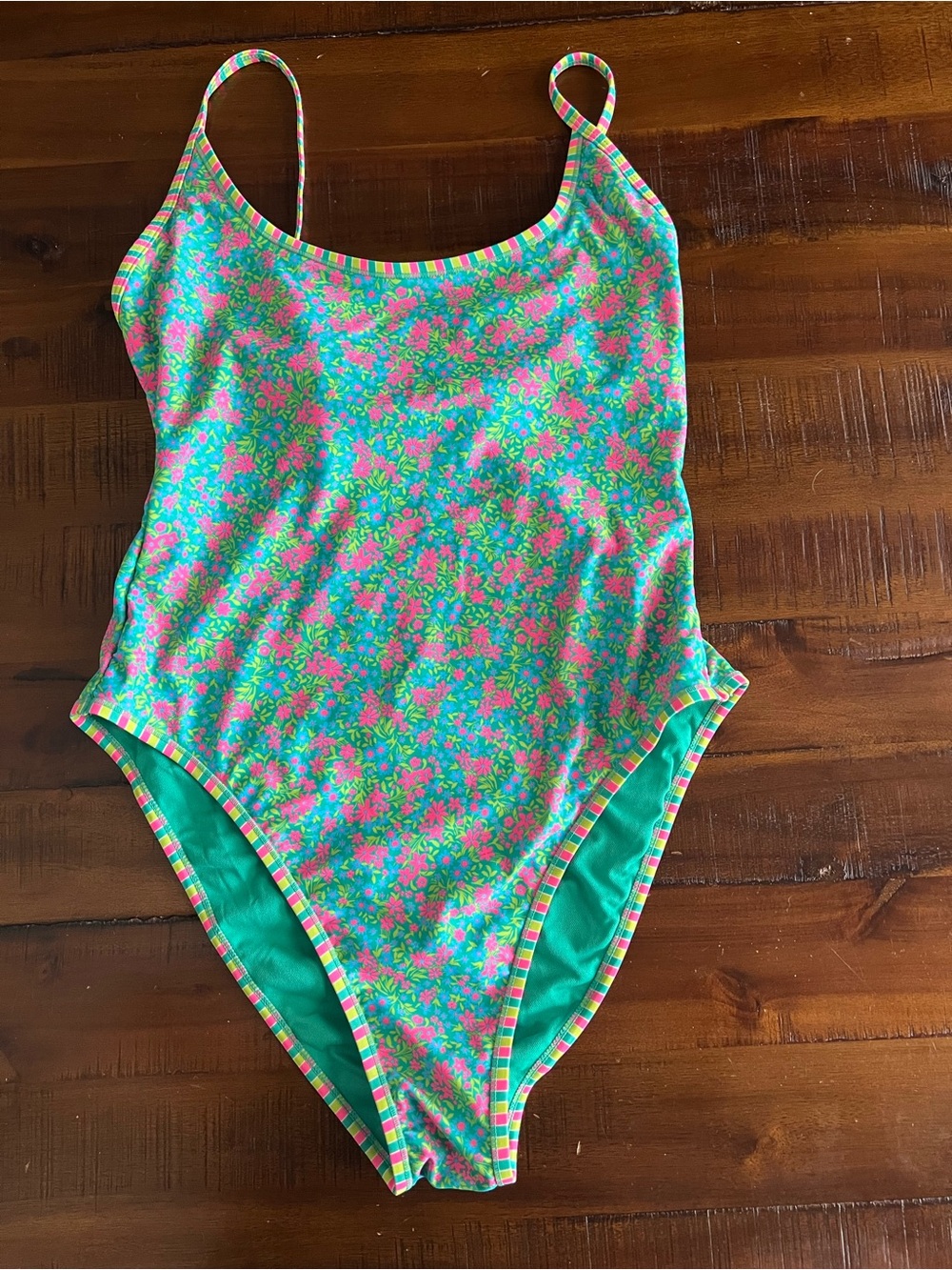 wild fable Green Floral One-Piece Swimsuit with Pink Accents—NWOT!